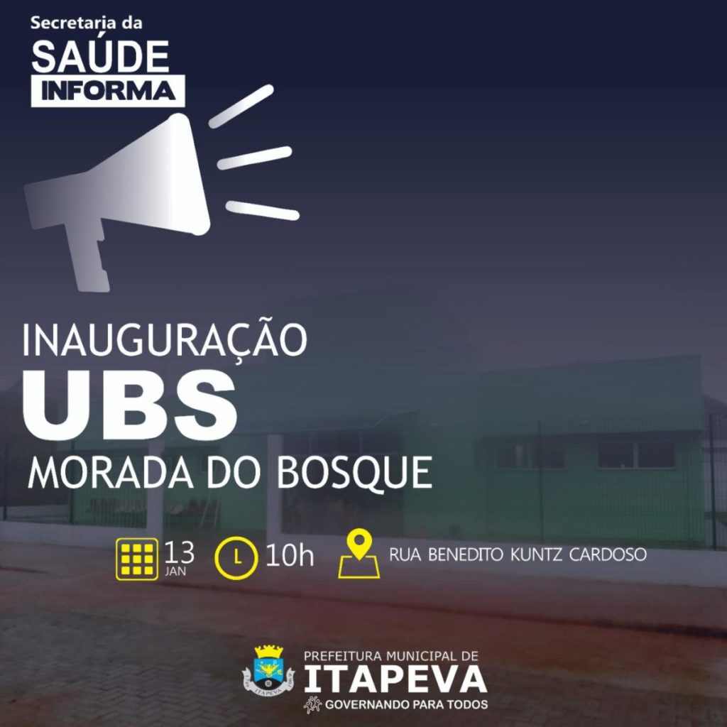 ubs morada do bosque Unidade Básica de Saúde do Morada do Bosque será inaugurada segunda-feira, dia 13