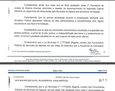 Ministério Púbico recomenda que Prefeitura de Itapeva se abstenha de pagar  horas extras suspeitas - Jornal Ita News